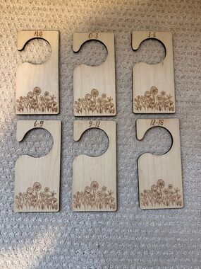 Natural Wood Floral Nursery Closet Hooks - Unbranded